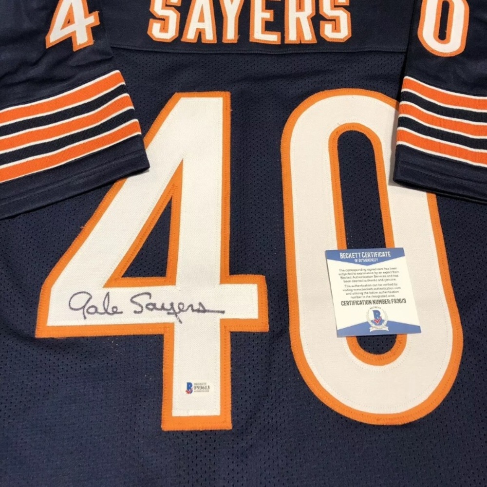 Gale Sayers Chicago bears Blue Autographed Jersey